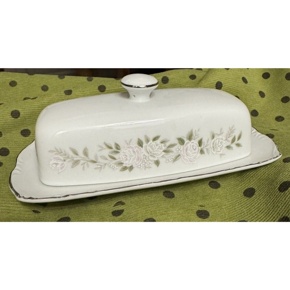 Sheffield Classic Pattern 501 Covered Butter Dish Floral Rose Fine China Vintage